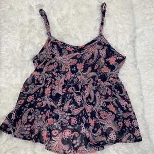 Pink and navy paisley semi babydoll Torrid